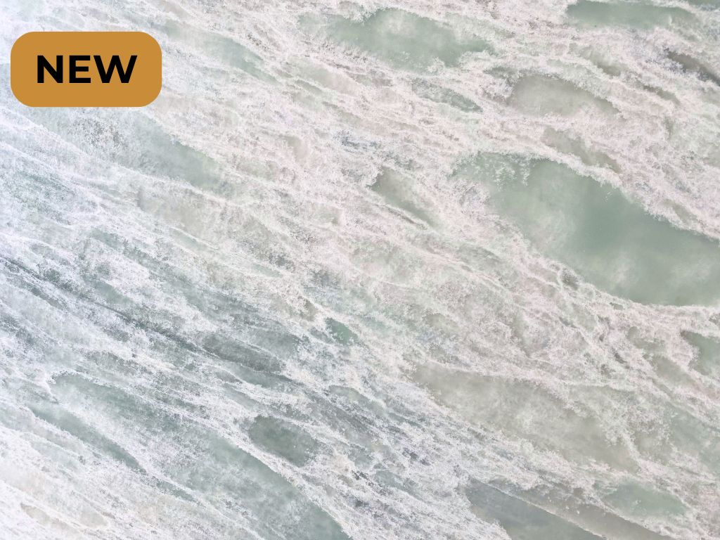 New T111 Seascape sage green marble look translucent engineered stone by Warner Stone Australia