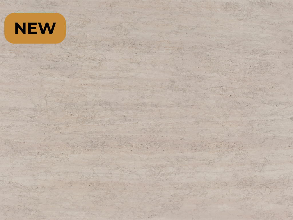 Detailed veining and matte texture of TD09 Travertine engineered stone